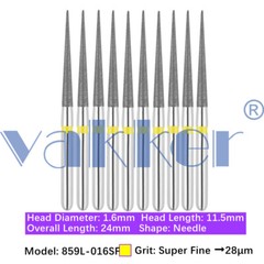 Vakker 10pc Diamond Bur Needle Diamond Burs for Handpiece Fine Medium Coarse