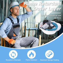 10 PCS Hardhat and Safety Helmet Sweatband, Flame-Resistant, Unique cat-Head Des