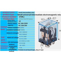 12V 24V 36V 110V 220V 380V DC/AC 10A 8PIN Coil Power Relay DPDT LY2NJ HH62P HHC6