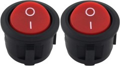 5 Pack Round Rocker Power Switch SPST 6A 250V AC 2 Pin ON Off Red Button Power