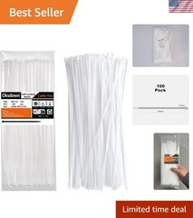 Self-Locking White Zip Ties (100 Pack) – 10″ Nylon Cable Ties for Home & Garden