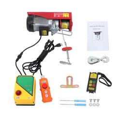 1320lbs Electric Hoist Crane Winch w/ 328ft Wireless & 14ft Wired Remote 1150W