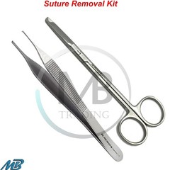 Set of 2 Suture Removal Kit Surgical Stitch Spencer Scissor Adson Kocher Tweezer