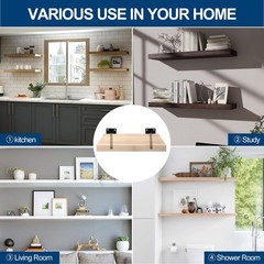 8 Pcs 6″ Black Solid Steel Floating Shelf Bracket Blind 6 Inch,