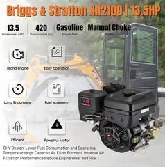 FREE SHIP 1.4Ton Mini Excavator Swing Boom 13.5hp Gas B&S EPA Engine