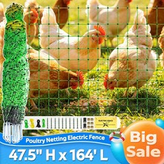 47.5″Hx164’L Poultry Mesh,Electric Livestock Net Fence Ideal for Yard,Farm,Ranch
