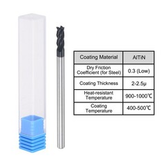2pcs 3mm Dia 4mm Shank HRC45 Carbide AlTiN Coated 4 Flute Square End Mill