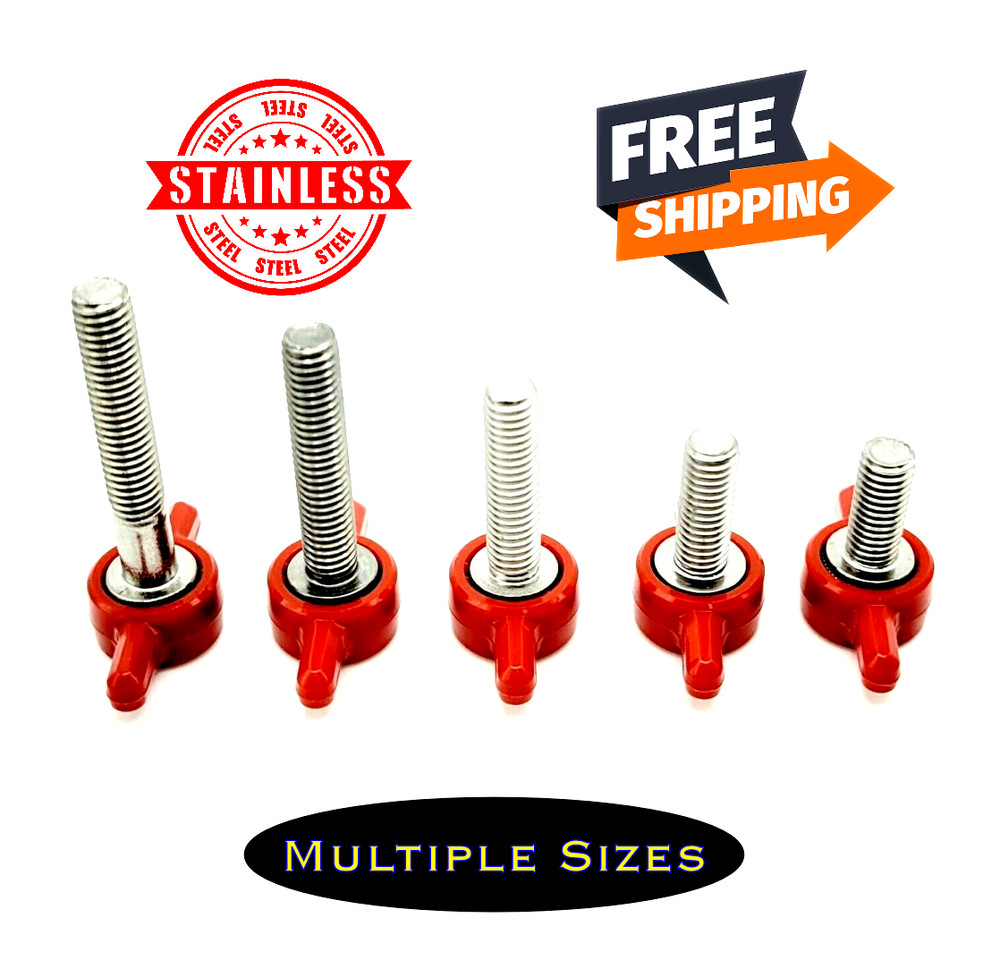M5 Thumb Screw Bolts with Red Butterfly Tee Wing Finger Grip Knob 12mm – 30mm