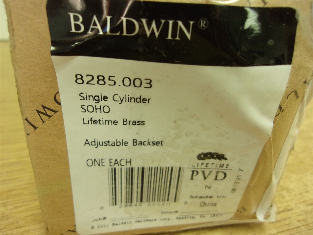 NEW Baldwin 8285.003 Single Cylinder Lifetime Brass *FREE SHIPPING*
