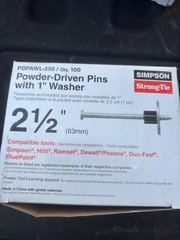 2- Boxes PDPAWL-250MG Simpson Strong-Tie Powder Drive Pins 2-1/2″ Box of 100