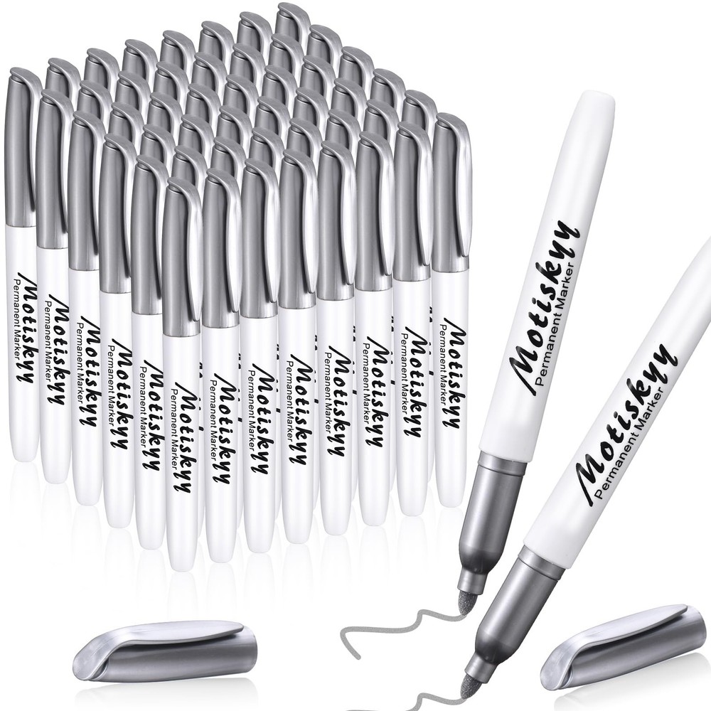 48 PCS Silver Metallic Permanent Marker Pens Medium Tip Quick Dry Paint