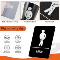 2 PCS Men and Women Restroom Signs for Home and Business, Self-adhesive Water…