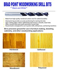 10Pcs 1/8 Inch Wood Brad Point Drill Bit Set Spur Point Woodworking Drill Bits