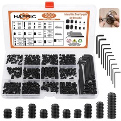 500 Pcs 25 Size Set Screws Metric&SAE Set Screw Assortment Kit 12.9 Alloy Ste…
