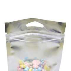 100x Gloss Clear Front & Matte Black Back Zip Bags w/ Hang Hole 9x16cm 3.5x6in