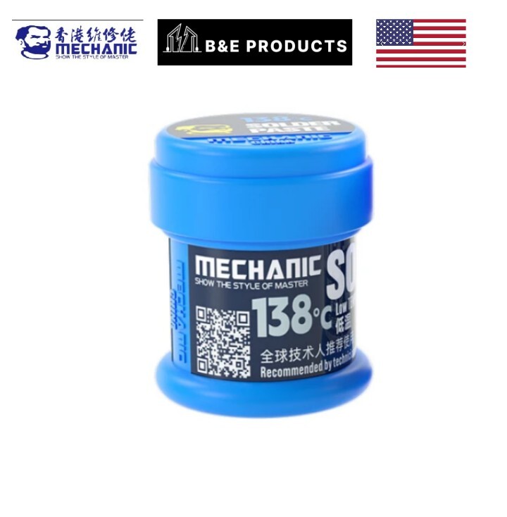 Mechanic LW50 Low Temp Solder Paste, Weight 50g 138°C Flux IPX4, Sn42Bi58