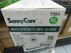 SUNNY CARE WHITE SYNTHETIC POWDER FREE VINYL GLOVES XL 7504 CASE OF 10 X 100