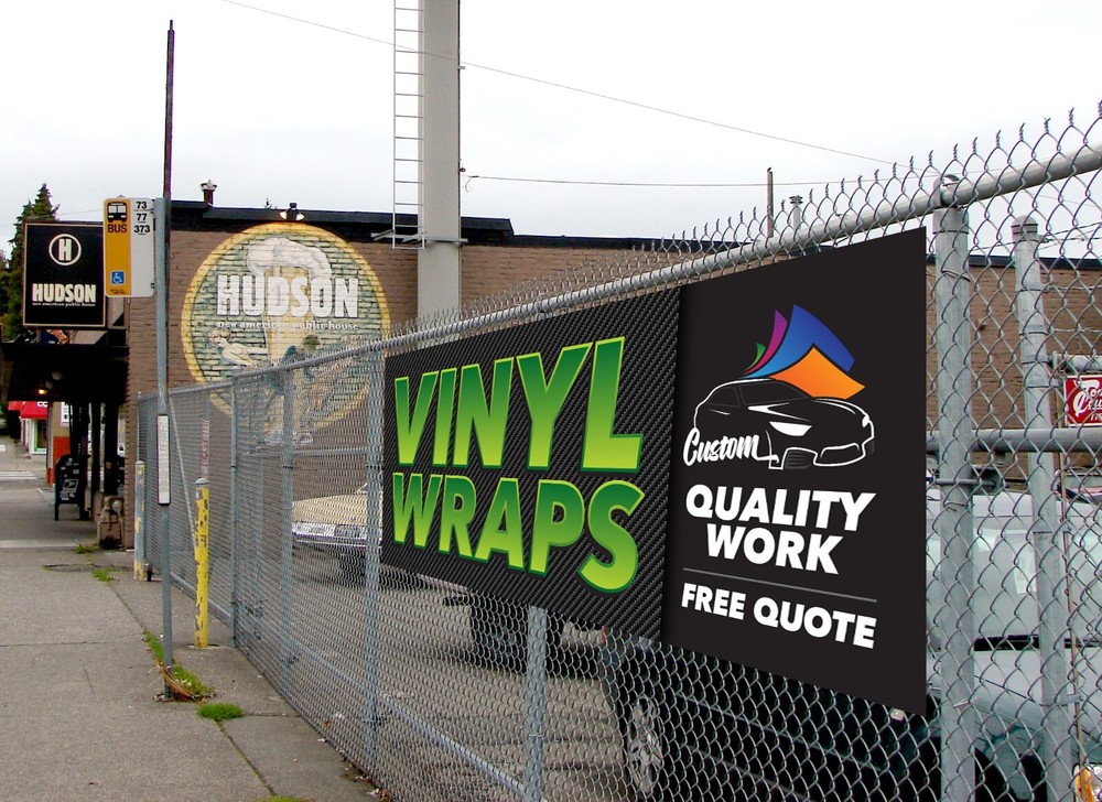 VINYL WRAPS Banner – Custom Auto Vinyl Wrap Shop Sign – Car Truck Wrap Road Flag