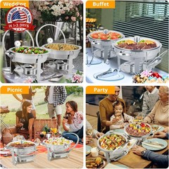 ROVSUN 5 Qt 2 Pack Chafing Dishes for Buffet, NSF Stainless Steel Round Chafers