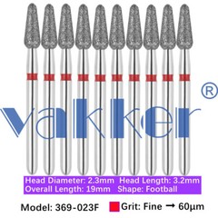 10pc/pk Diamond Burs Shape Football Diamond Bur Super Fine Medium Coarse