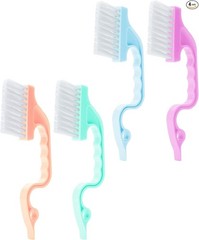 Window Track Cleaning Brush with Ergonomic Pastel Handle and Built-In Scraper, 4