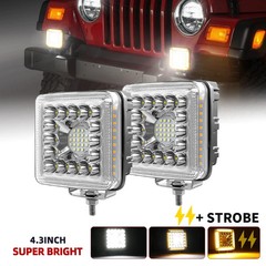 2PCS LED Work Light Pod Truck Offroad Tractor Excavator Flood Lamp 12 24V Square