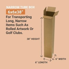 Long Boxes 6″L x 6″W x 38″H 25-Pack Tall Corrugated Cardboard Box for Shippin…