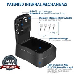 Lock Box, 4 Digits Combination Lockbox, Waterproof Outdoor Key Hider for Hous…