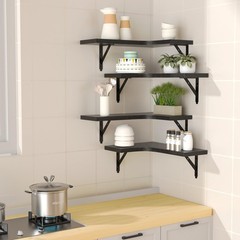 ROMGUAR CRAFT Corner Floating Shelves Wall Mounted Set of 4, Rustic Wood Storage