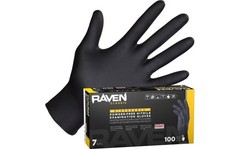 SAS Safety 66518 Raven Powder-Free Disposable Black Nitrile 7-Mil Gloves, Large,