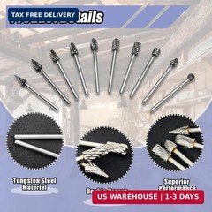 10pcs Carbide Burr Set 1/8″ Shank Rotary Tool Rasp Bits for Metal Wood – NEW