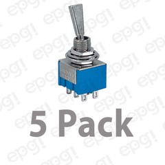 5 PACK – DPDT C/OFF ON/OFF/ON MINI BATHANDLE TOGGLE SWITCH 6A-125V # 66-1229-5PK