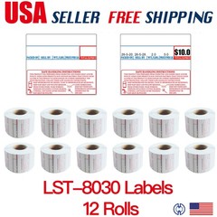 CAS LST-8030 Printing Scale Label, 58 x 50 mm, UPC/Safe Handling, 12 Rolls H