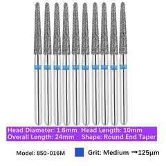 Vakker Dental Round End Taper FG Diamond Bur 850-016M Medium Grit 10/pk