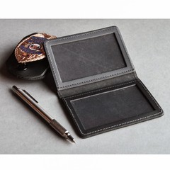 ASR Federal Heavy Duty Black Leather Double ID Holder – Fits 2 Standard IDs