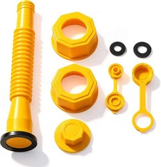 Flexible Yellow Gas Can Spout Replacement Kit with Dual Vent Caps – 10 Gallon