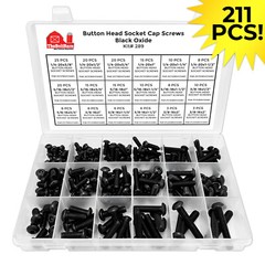 Inch Alloy Button Head Socket Cap Screws Black Oxide Assortment – 211 PCS