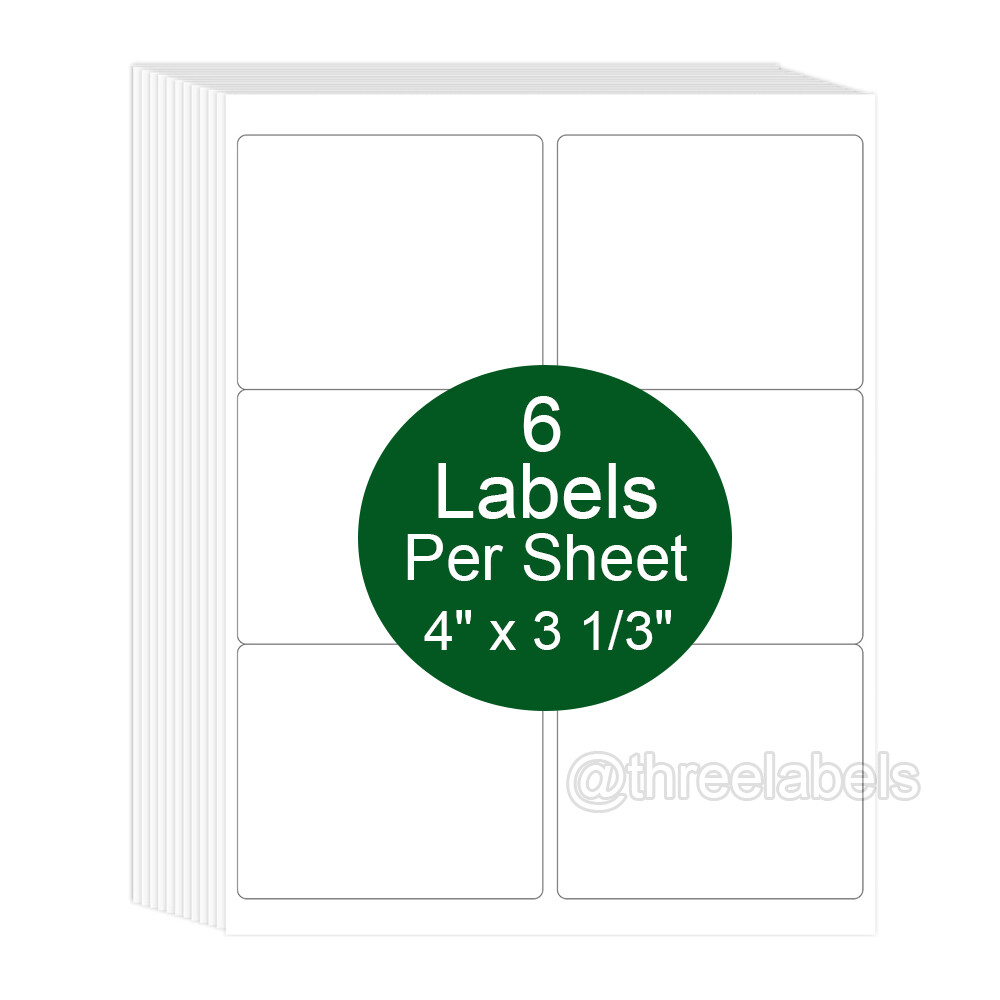 (150) 4″ x 3 1/3″ Laser/Ink Address Shipping Adhesive Labels Blank 6 per sheet