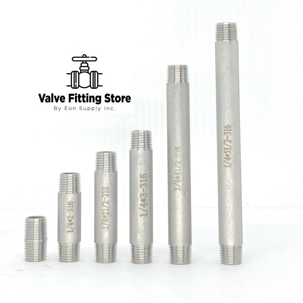 1/4″ inch Long PIPE NIPPLE NPT Stainless Steel 316 ALL Length Barrel Nipple MNPT