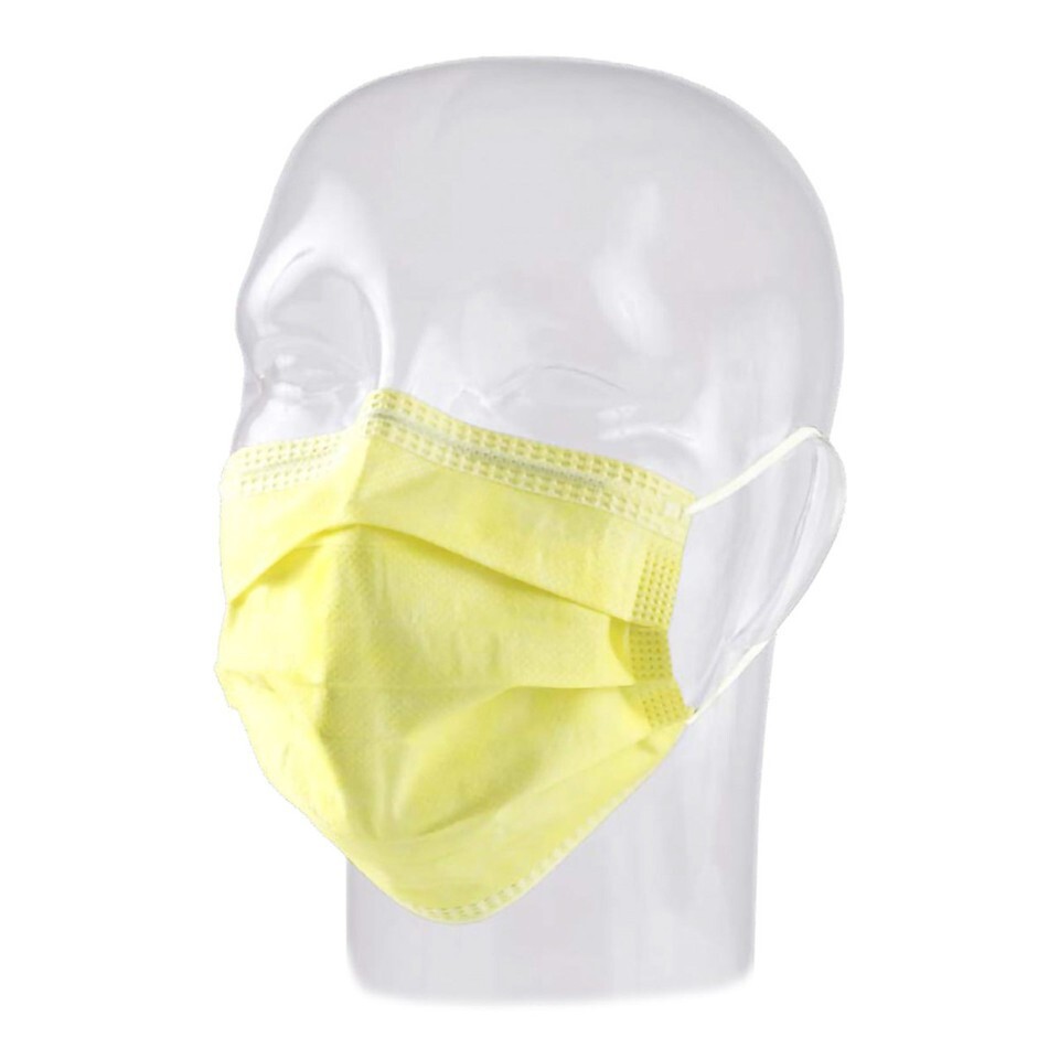 15100 Precept Procedure Mask Pleated Yellow Earloops One Size Fits Most 50 Pcs