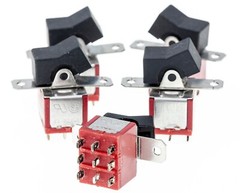 Lot of 5 – C&K 7301J1ZQI2 4PST Rocker Switch Solder Tab ON-NONE-ON Black