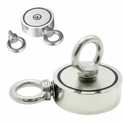 500LBS Double Sided Fishing Magnets Round Salvage Neodymium Hunt Magnet or Rope