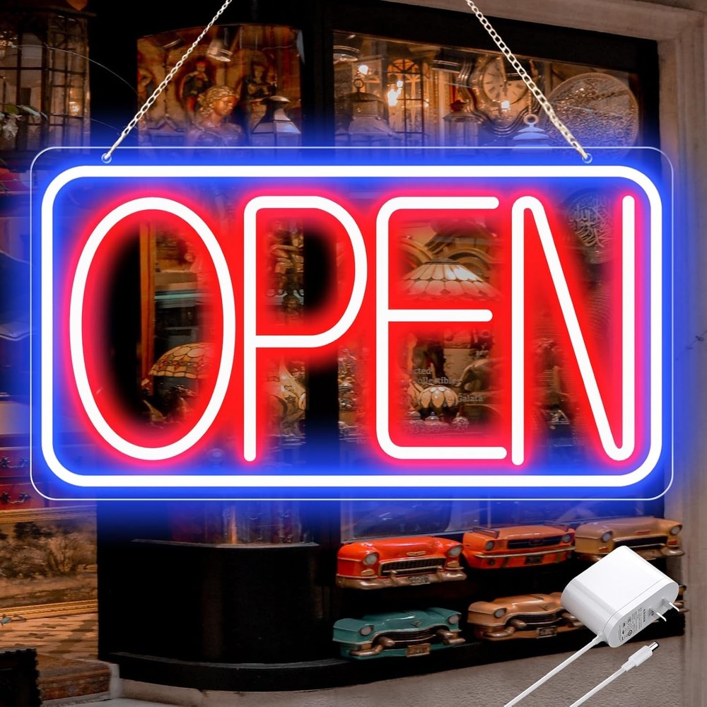 Ultra Bright Blue Red Horizontal Led Neon Sign 16.5″ x 9″ Plug In Electric