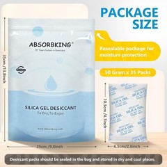 Silica Gel Packets – 50 Gram 35 Packs Desiccant Packs, Moisture Absorbers for