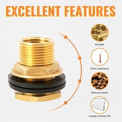 2X BBF020 Brass Bulkhead Fitting(1/2″ Female NPT and 3/4″ Male GHT Garden Hose)
