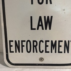Authentic RESERVED FOR LAW ENFORCEMENT Retired Parking Sign Florida 18”x12” RARE