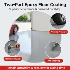 Garage Floor Epoxy Kit, 2K Paint with Tools, 70Fl OZ, Light Gray