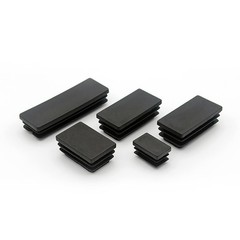 Rectangular Plastic End Caps Ribbed Plugs Blanking Inserts Tube Pipe Bungs Black
