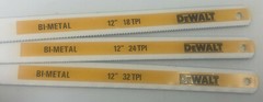 Dewalt, Hack Saw Blades, 12″ L, One Each of 18, 24, 32 tpi (3 blades), DWHT20558