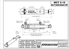 Hydraulic Cylinder Welded Double Acting 2″ Bore 12″ Stroke Cross Tube 2×12 NEW